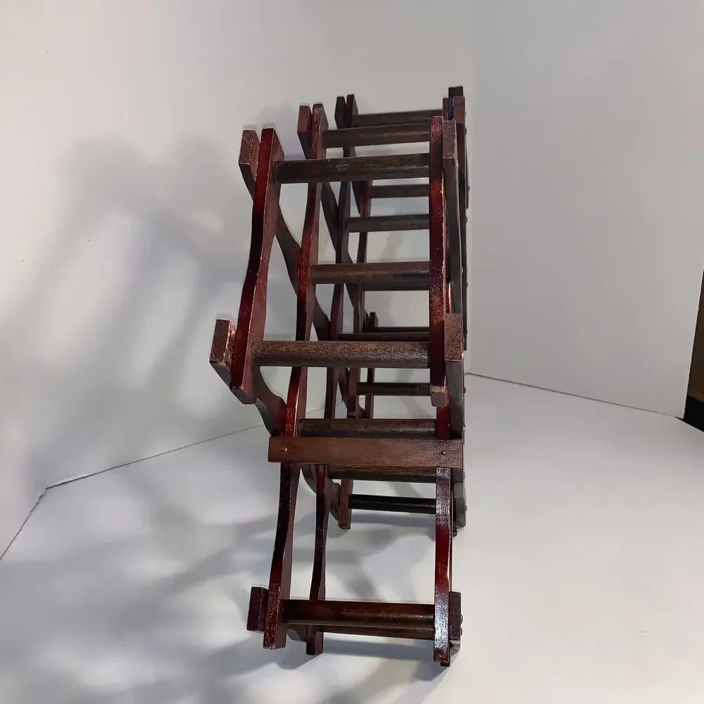 Vintage MCM Wooden Sculpted Foldable Wine Rack Made By APEX ~ Has APEX Label!!